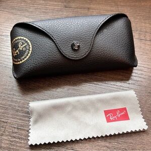 Authentic Ray-Ban Black Leather Sunglasses Case and Cleaning Cloth